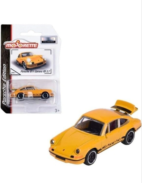 Majorette | Porsche 911 Carrera RS 2.7 | Diecast Car Model | Yellow |1:64 Scale