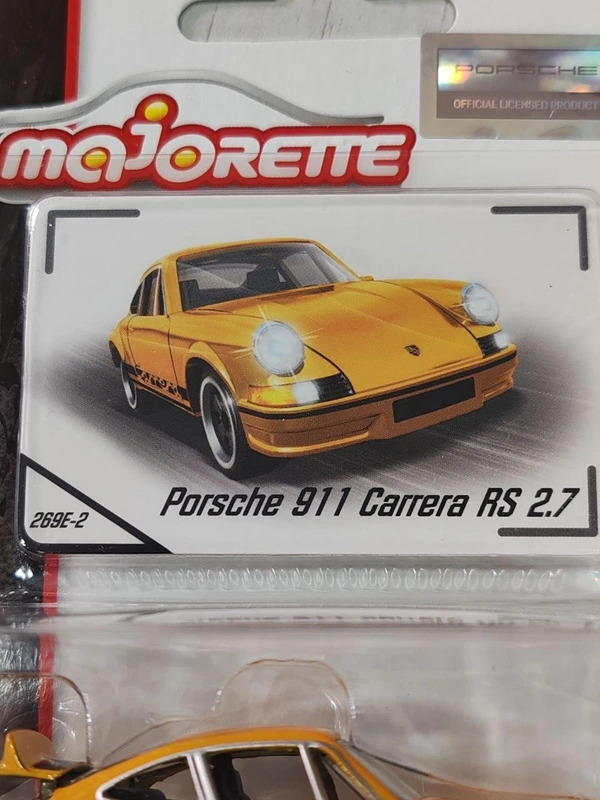 Majorette | Porsche 911 Carrera RS 2.7 | Diecast Car Model | Yellow |1:64 Scale