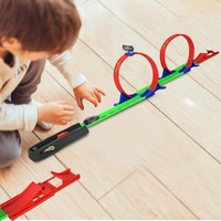 Track Racer Car Toy Set for Kids Age 3-12 Year Old & Launcher Make 360° Spin Way Powerful/Inertia Powerd Car Racing Track Toy Set (Double Loop Track Racer)