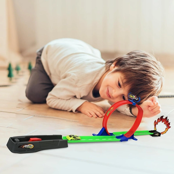 Track Racer Car Toy Set for Kids Age 3-12 Year Old & Launcher Make 360° Spin Way Powerful/Inertia Powerd Car Racing Track Toy Set (Single Loop Track Racer)