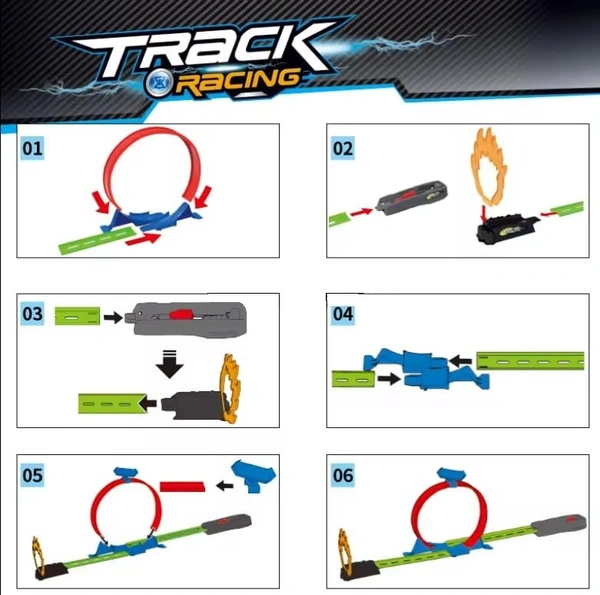 Track Racer Car Toy Set for Kids Age 3-12 Year Old & Launcher Make 360° Spin Way Powerful/Inertia Powerd Car Racing Track Toy Set (Single Loop Track Racer)