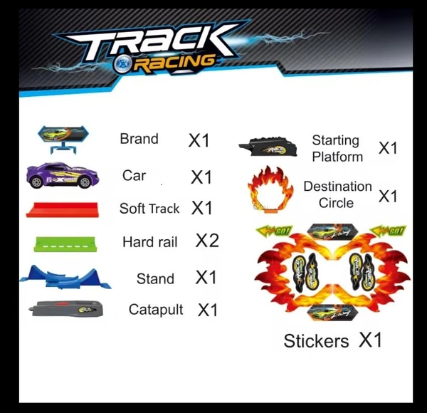 Track Racer Car Toy Set for Kids Age 3-12 Year Old & Launcher Make 360° Spin Way Powerful/Inertia Powerd Car Racing Track Toy Set (Single Loop Track Racer)