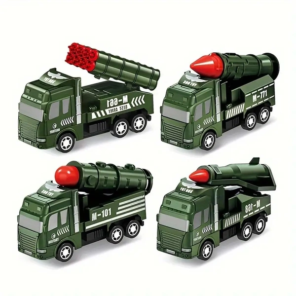 Army Vehicle Military Set with Moving Parts, Pretend War & Action Toy for Kids/Made in India/4.5 inch Miniatures - Pack of 4, Multicolor