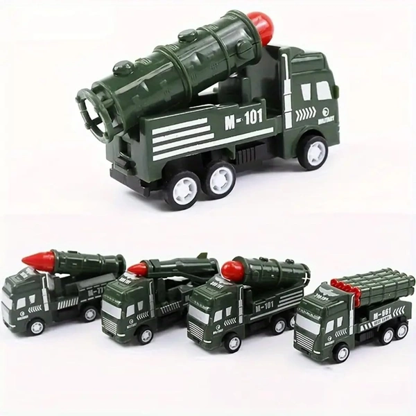 Army Vehicle Military Set with Moving Parts, Pretend War & Action Toy for Kids/Made in India/4.5 inch Miniatures - Pack of 4, Multicolor