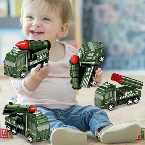 Army Vehicle Military Set with Moving Parts, Pretend War & Action Toy for Kids/Made in India/4.5 inch Miniatures - Pack of 4, Multicolor