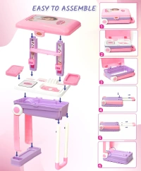 Beauty Set Suitcase on Wheels Portable Makeup Kit for Girls with 25 Pieces