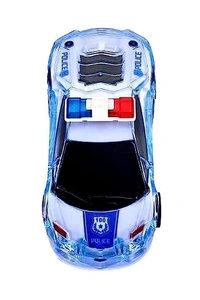 Police Super 3D Car with Lights Friction Music and Siren Sound Colorful Dazzling Light White & Blue for Boys & Girl's Gift Toy Pack of 1