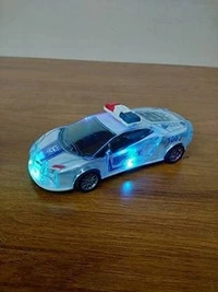 Police Super 3D Car with Lights Friction Music and Siren Sound Colorful Dazzling Light White & Blue for Boys & Girl's Gift Toy Pack of 1