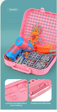 Diy Electric Drill Screw Tool Set-Mosaic Puzzle 228Pcs- 3D Stem Educational Kit For Kids Construction And Building Block Kit (Space Design)