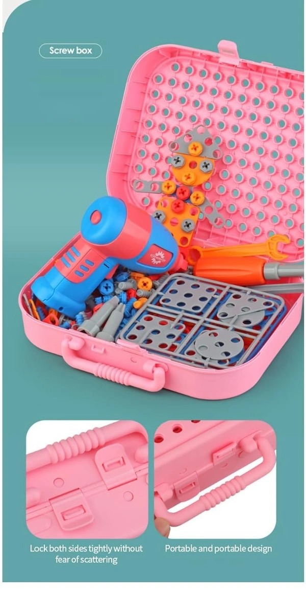 Diy Electric Drill Screw Tool Set-Mosaic Puzzle 228Pcs- 3D Stem Educational Kit For Kids Construction And Building Block Kit (Space Design)