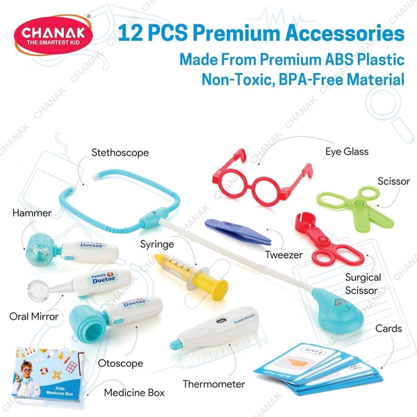 Doctor Set Trolley for Kids, Doctor Set with LED Light Instruments, Pretend Play Doctor Set Trolley for Kids Above 3 Years, Doctor Kit for Boys & Girls, BIS Approved. (Blue Trolley)