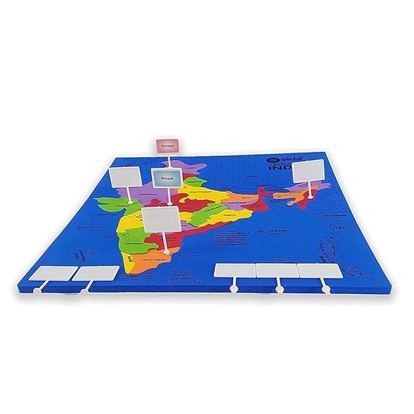 EKTA Explore India Map Puzzle for Kids | India Map with State Capitals | Puzzle Foam Map for Educational | Jigsaw Puzzle and Learning Aid Games for Kids | Foam Puzzle Games | 24 Pieces