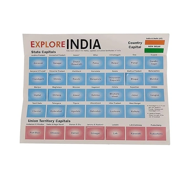 EKTA Explore India Map Puzzle for Kids | India Map with State Capitals | Puzzle Foam Map for Educational | Jigsaw Puzzle and Learning Aid Games for Kids | Foam Puzzle Games | 24 Pieces