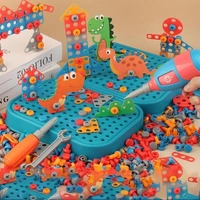 DIY Electric Drill Screw Tool Set-Mosaic Puzzle 228Pcs- 3D Stem Educational Kit For Kids Construction And Building Block Kit (Dinosaur Design)