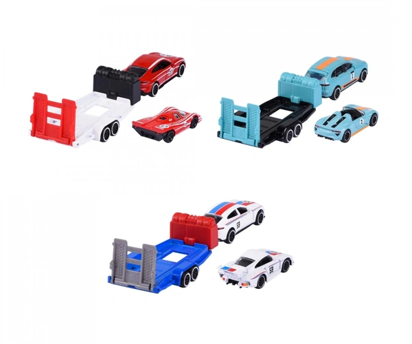 Majorette Porsche Race Trailer Set – Officially Licensed 1:64 Scale Die-Cast Toy Cars with Trailer | Porsche Cayenne Turbo S + 918 Spyder | Metal Body & Opening Parts