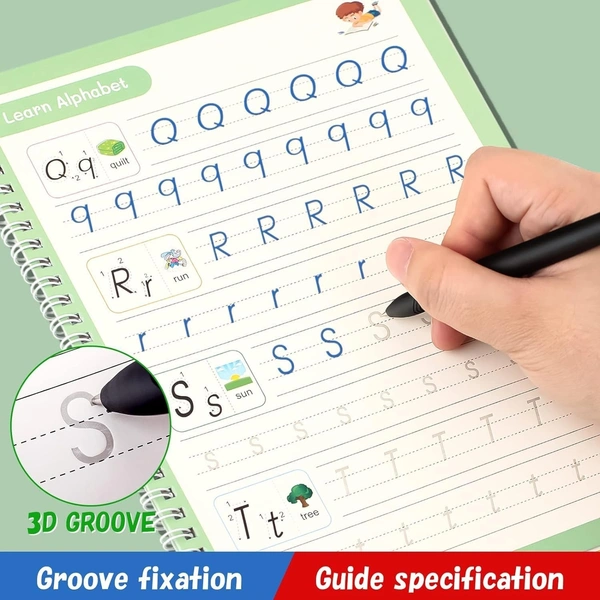 Sank Magic Book for Kids 2-5years - 4 Books +1 Pen+10Refill- Sank Magic Practice Copy Book for Kids 2-5 Years - Reusable Magical Book Drawing Alphabet Writing Practice Book