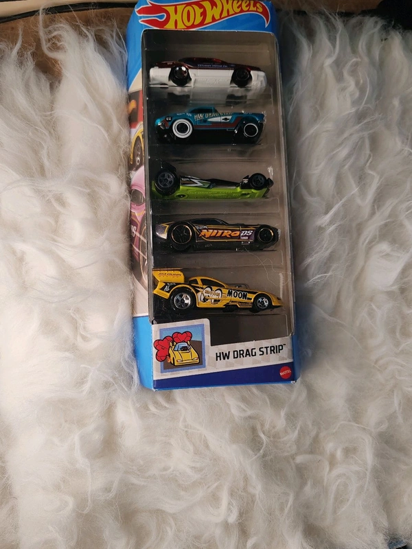 Hot Wheels Car HW DRAG STRIP Pack of 5 (1988 FORD T-BIRD | 1962 CORVETTE | GASSER HOT WIRED | NITRO DOORSLAMMER |  MUSTANG FUNNY CAR )