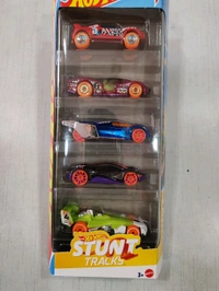 Hot Wheels STUNT TRACKS  Pack of 5 ( EXOTIQUE | ELECTRACK | LINDSTER PROTOTYPE | HI BEAM| HW-4-TRAC )