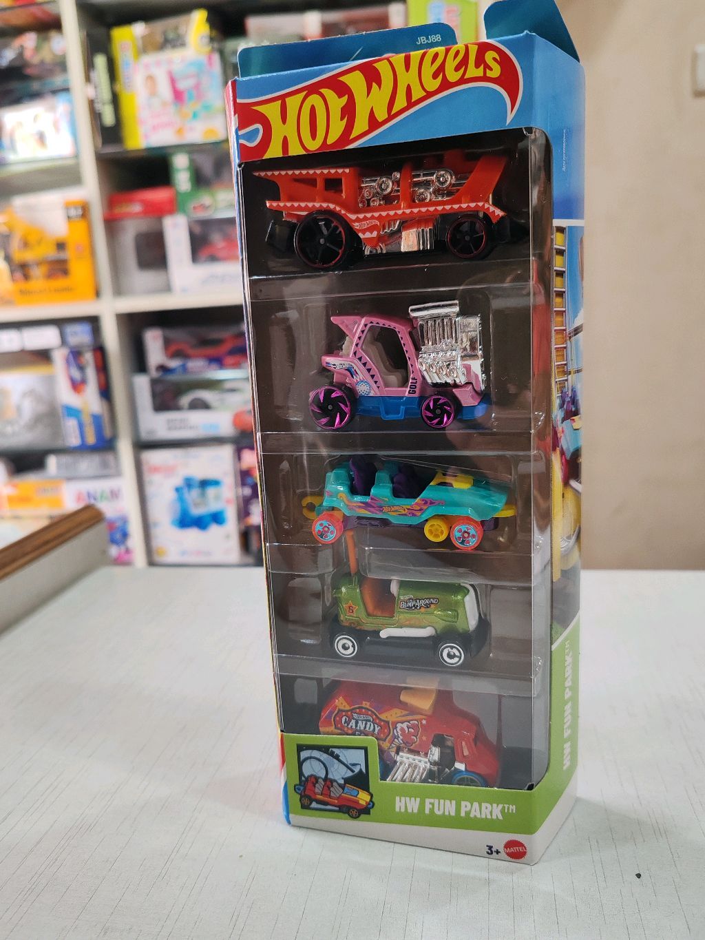 Hot Wheels (ホットウィール) Fun Park X-pandable Play Set with Car Included ミニカー ミニチュア 模 Hotwheels Bazoomka Blue HW Fun Park Short Card 1 64 Scale Sealed