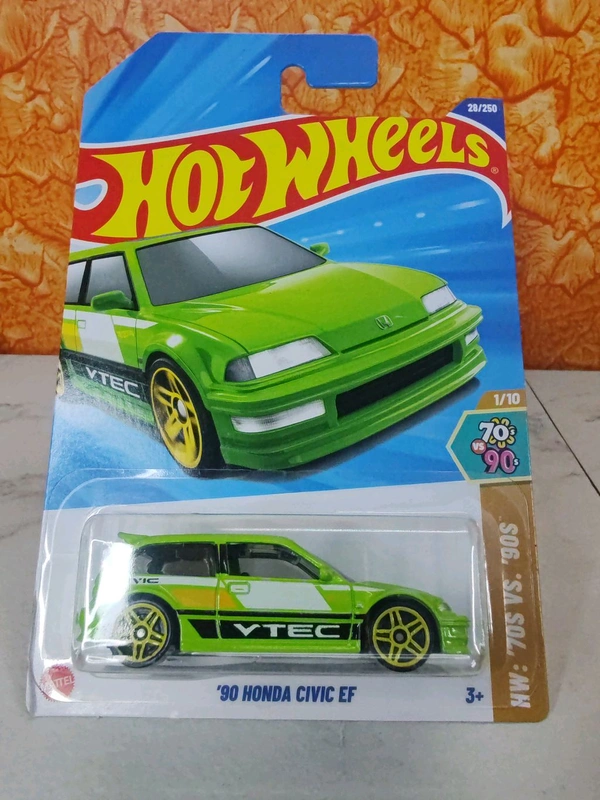 HOTWHEELS Hot Wheels 1:64 Scale | 90 HONDA CIVIC EF | HW: 70s vs. 90s | Light Green | 1/10 | 28/250