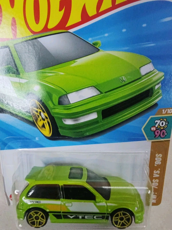 HOTWHEELS Hot Wheels 1:64 Scale | 90 HONDA CIVIC EF | HW: 70s vs. 90s | Light Green | 1/10 | 28/250