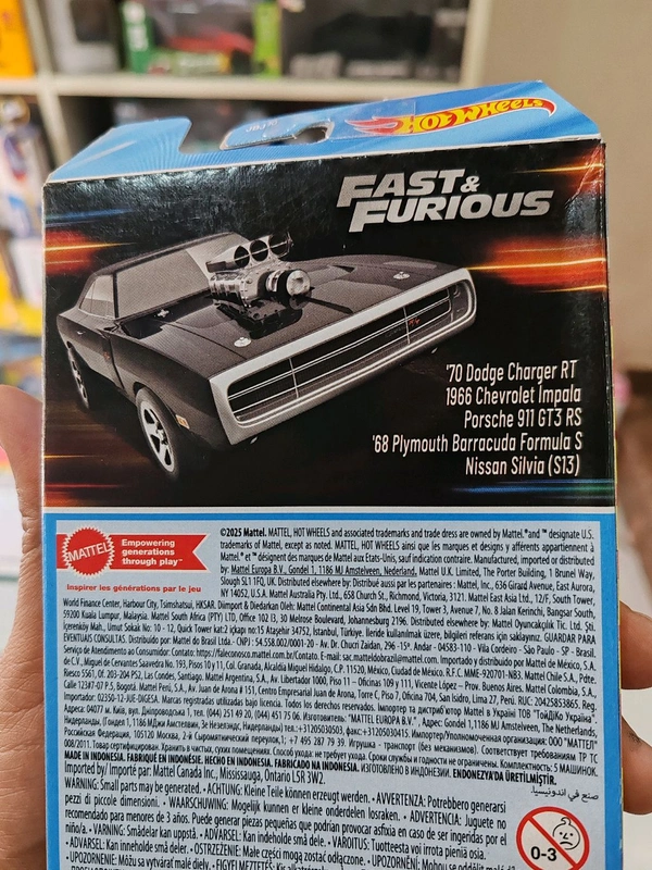 HOTWHEELS Fast & Furious Pack of 5 | 70 Dodge Charger RT | 1966 Chevrolet Impala | Porsche 911 GT3 RS | '68 Plymouth Barracuda Formula S | Nissan Silvia (S13) 