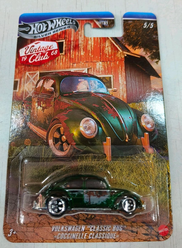 HOTWHEELS Hot Wheels SILVER SERIES | VINTAGE CLUB 1968 | SET OF 5 CARS | '65 MUSTANG 2+2 FASTBACK | SOOO FAST | MOD ROD | '71 PORSCHE 911 | VOLKSWAGEN "CLASSIC BUG" | HRT81