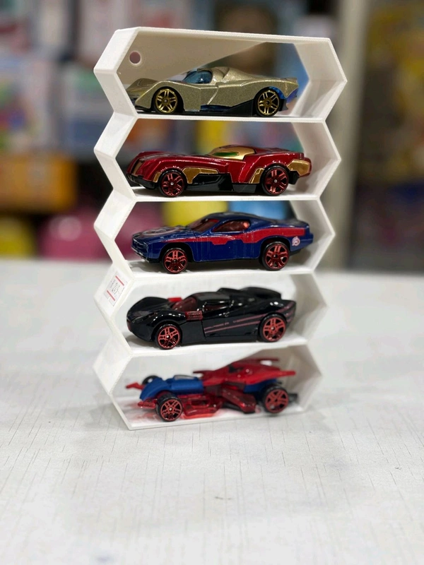 Hot Wheels Display Stand Hexagon — Perfect for Showcasing Your 1:64 Die Cast Scale Model Collection (White) - White