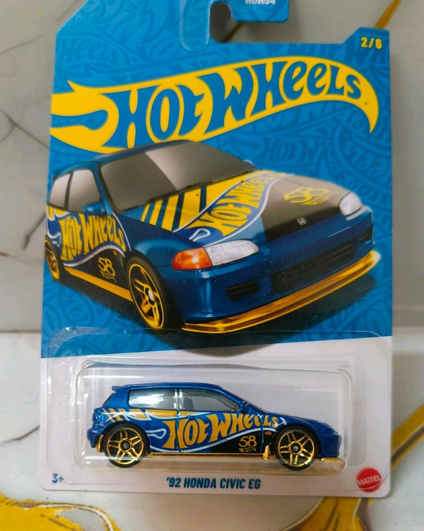 HOTWHEELS 58th Anniversary series | SET OF 5 CARS | Bone Shaker | '92 Honda Civic EG | '87 Dodge D100 | '70 Chevy Camaro RS | Subaru Brat | HDH54