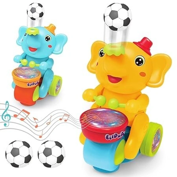 3-in-1 Elephant Toy Fun: Levitation Ball, Drum, & Bump & Go - Stimulates Baby's Senses