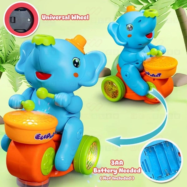 3-in-1 Elephant Toy Fun: Levitation Ball, Drum, & Bump & Go - Stimulates Baby's Senses