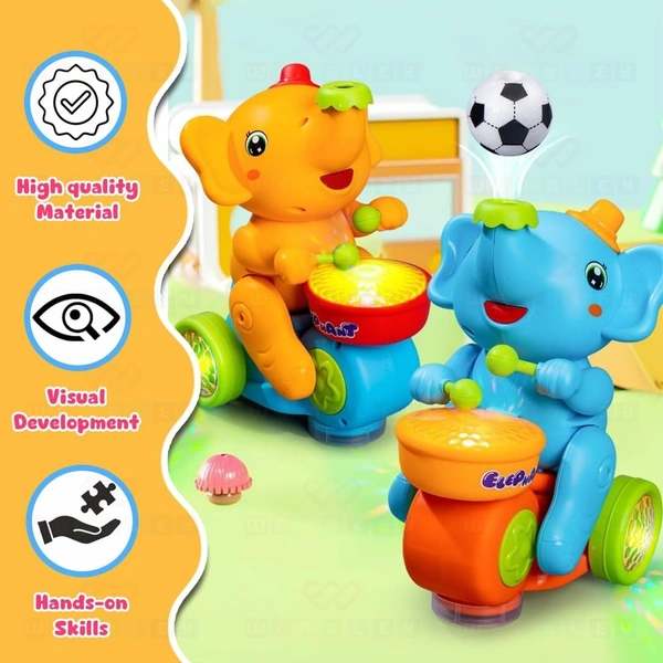 3-in-1 Elephant Toy Fun: Levitation Ball, Drum, & Bump & Go - Stimulates Baby's Senses
