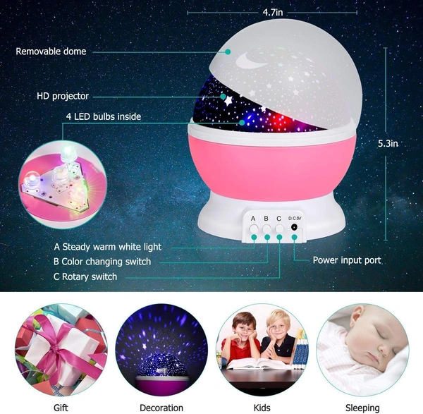 Master Rotating 360 Degree Moon Night Light Lamp  (Multi Color,Pack of 1)