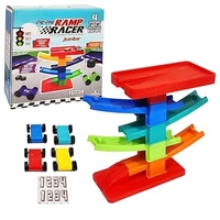 Zig Zag Ramp Racer Track Set : 4 Racing Cars & Colorful Ramps : Age 3+ Years
