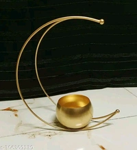 Flower Pot For Home Decoration Moon Shape Golden Vase