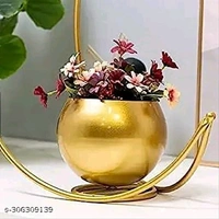 Flower Pot For Home Decoration Moon Shape Golden Vase