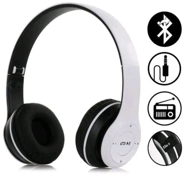 P47 Wireless Headphones Gaming Mode With Mic & SD Card Support Bluetooth Headset (Red, True Wireless) - Black