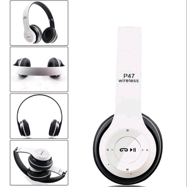 P47 Wireless Headphones Gaming Mode With Mic & SD Card Support Bluetooth Headset (Red, True Wireless) - Green