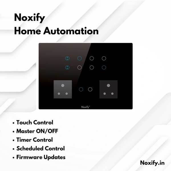 Noxify 12 Modular 10 Switches Dual Socket Wi-Fi & Remote Control with Alexa Support & Google Assistant Support - 12 Modular, Black