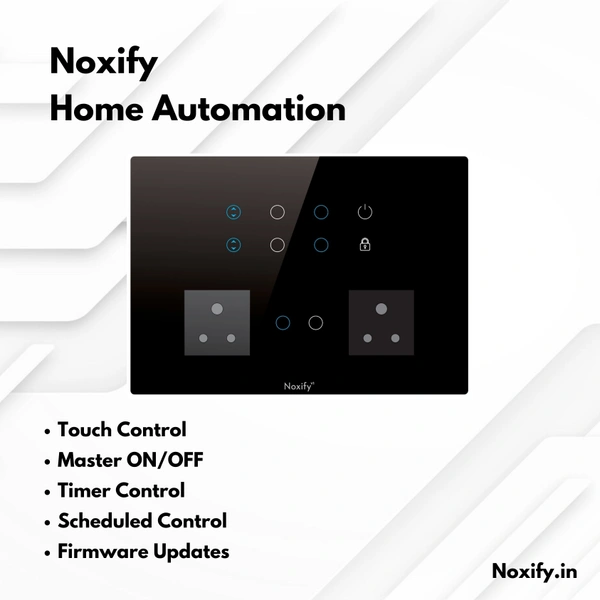 Noxify 12 Modular 8 Switches Dual Socket Wi-Fi & Remote Control with Alexa Support & Google Assistant Support - 12 Modular, Black