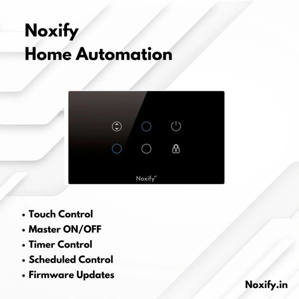 Noxify 4 Modular 4 Switch with Heavy Load ( Bathroom Compact ) Wi-Fi & Remote Control with Alexa Support & Google Assistant Support - 4 Modular, Black