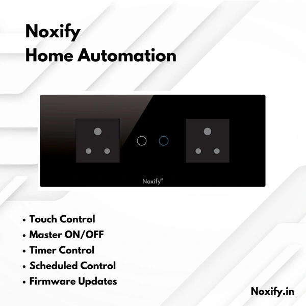 Noxify 6 Modular 2 Socket 2 Switch Wi-Fi & Remote Control with Alexa Support & Google Assistant Support - 6 Modular, Black