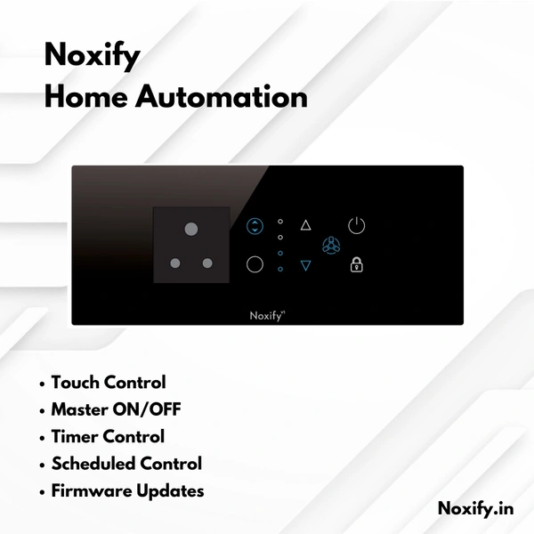 Noxify 6 Modular 2 Switches Single Socket Fan  with Dimmers Single Socket Wi-Fi & Remote Control with Alexa Support & Google Assistant Support - 6 Modular, Black