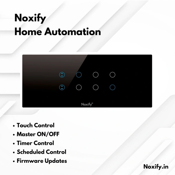Noxify 6 Modular 8 Switch Wi-Fi & Remote Control with Alexa Support & Google Assistant Support - 6 Modular, Black