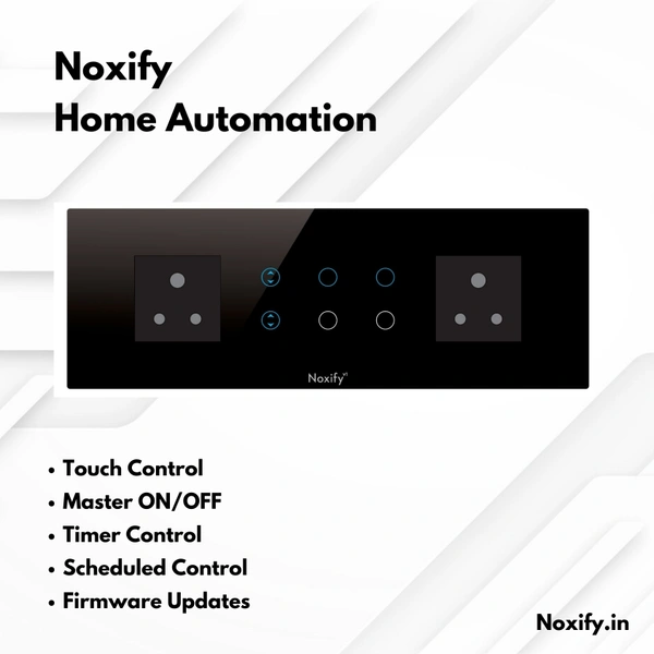 Noxify 8 Modular 6 Switches 2 Sockets Wi-Fi & Remote Control with Alexa Support & Google Assistant Support - 8 Modular, Black