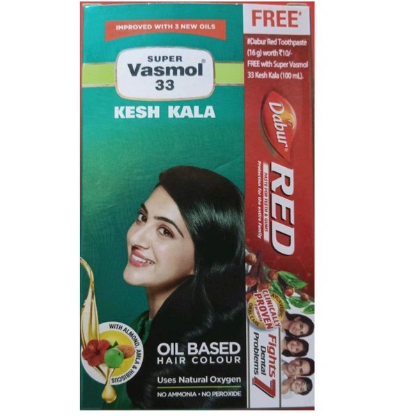 Super Vasmol 33 Kesh Kala Oil Based Hair Colour 100ml 