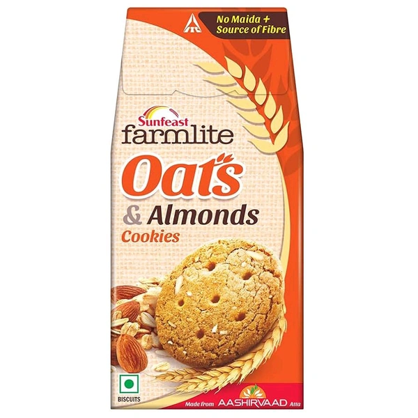 Sunfeast Farmlite Oats with Almonds cookies Biscuits, 150g ...