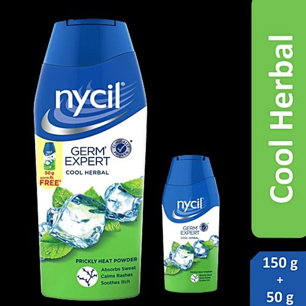 Nycil Germ Expert Prickly Heat Powder - Cool Herbal, 150 g