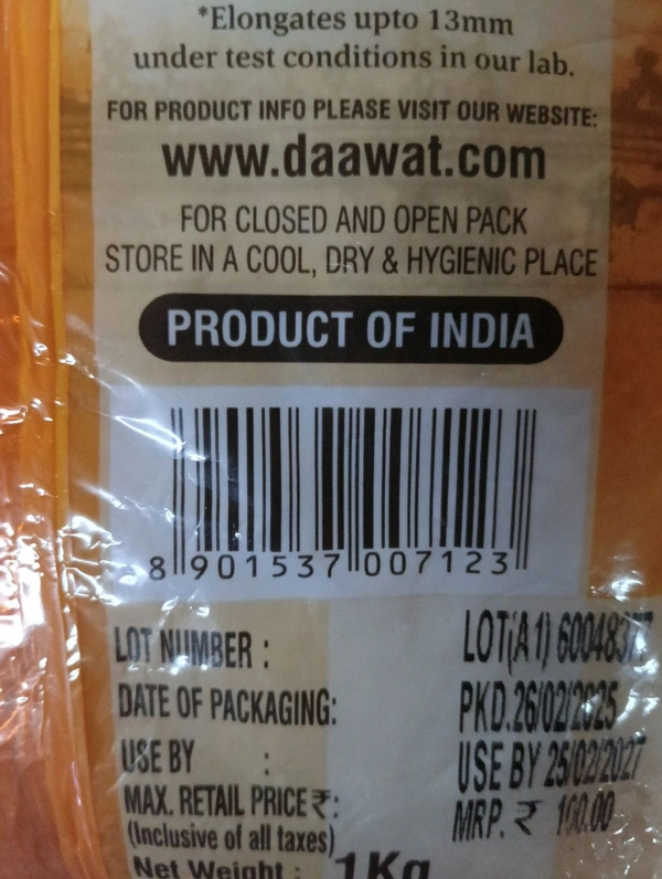 Daawat Rozana Super Basmati Rice, 1 Kg 