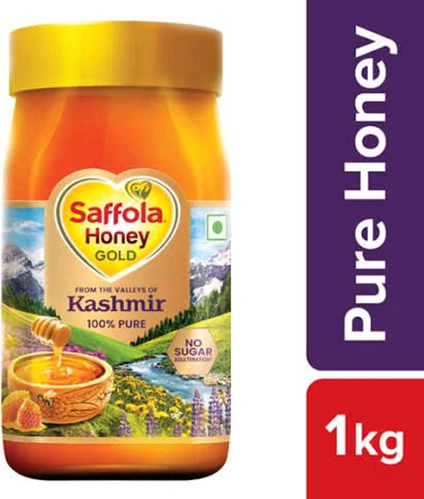 Saffola Honey Gold, 100% Pure Honey, Made with Kashmir Honey, 1Kg